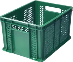 Ящик пластиковый перфорированный, 400×300×230 мм, 21.6 л, чёрный [703.01.01]