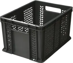 Ящик пластиковый перфорированный, 400×300×230 мм, 21.6 л, чёрный [703.02.01]