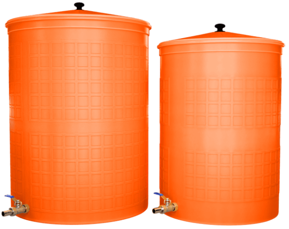 Бочка пластиковая садовая с краном 3/4&quot; из латуни для дождевой воды и полива, 150л, терракотовый [352]