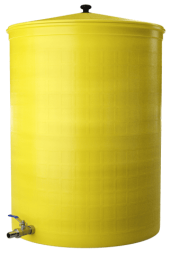 Бочка пластиковая садовая с краном 3/4&quot; из латуни для дождевой воды и полива, 150л, желтый [372]