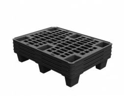 Паллет (поддон) пластиковый перфорированный на ножках, 800х600х140 мм, ЭКО, черный [02.116.99R]