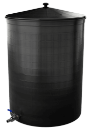 Бочка пластиковая садовая с краном 3/4&quot; из латуни для дождевой воды и полива, 300л, черный [343]