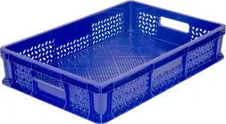 Ящик пластиковый перфорированный, 600x400x120 мм, 22 л, синий [704.01.01 м]