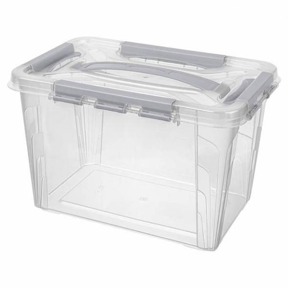 Ящик для хранения универсальный с замками и ручкой Grand box, 6,65л, светло-серый