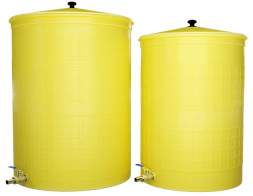 Бочка пластиковая садовая с краном 3/4&quot; из латуни для дождевой воды и полива, 300л, желтый [373]