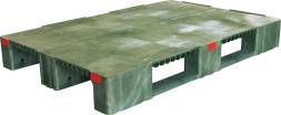 Паллет (поддон) пластиковый сплошной усиленный на 3-х полозьях, 1200x800х150 мм, красный [1200800150-00]