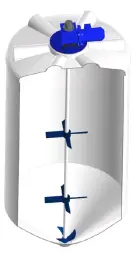 Емкость ФМ 2000 в обрешетке с лопастной трехярусной Ж-Т мешалкой