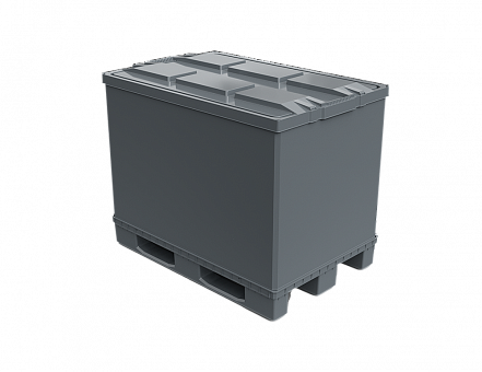 Крупногабаритный разборный пластиковый контейнер Polybox, 1200x800x350/1500 мм, серый [PolyBox]