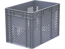 Ящик пластиковый сплошной без ручек, 600x400x180 мм, серый [942.01.03.02 М]