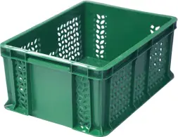 Ящик пластиковый перфорированный, 400×300×180 мм, 16.6 л, чёрный [702.01.02]